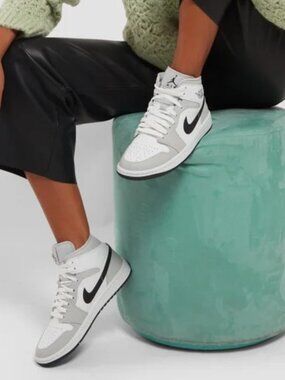Nike Air Jordan 1 Mid "Grey Fog" Sneakers - Women's Size 8.5